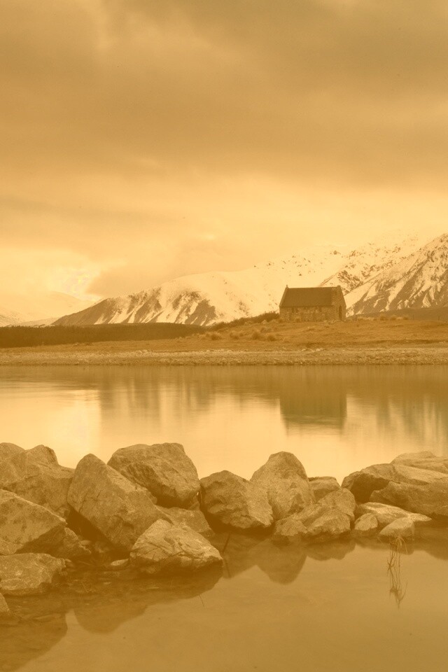 Домик на озере обои