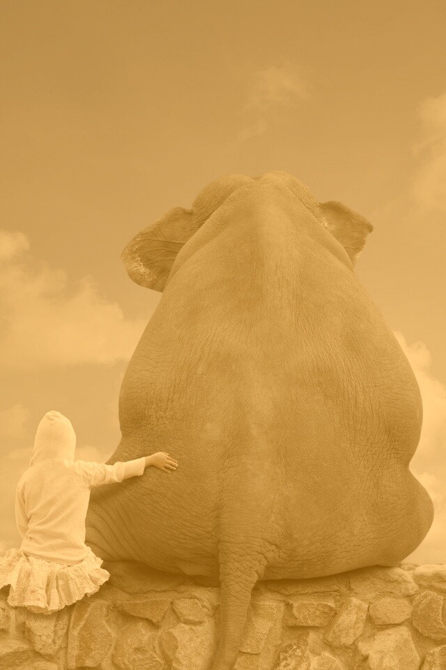 Девочка и слон обои