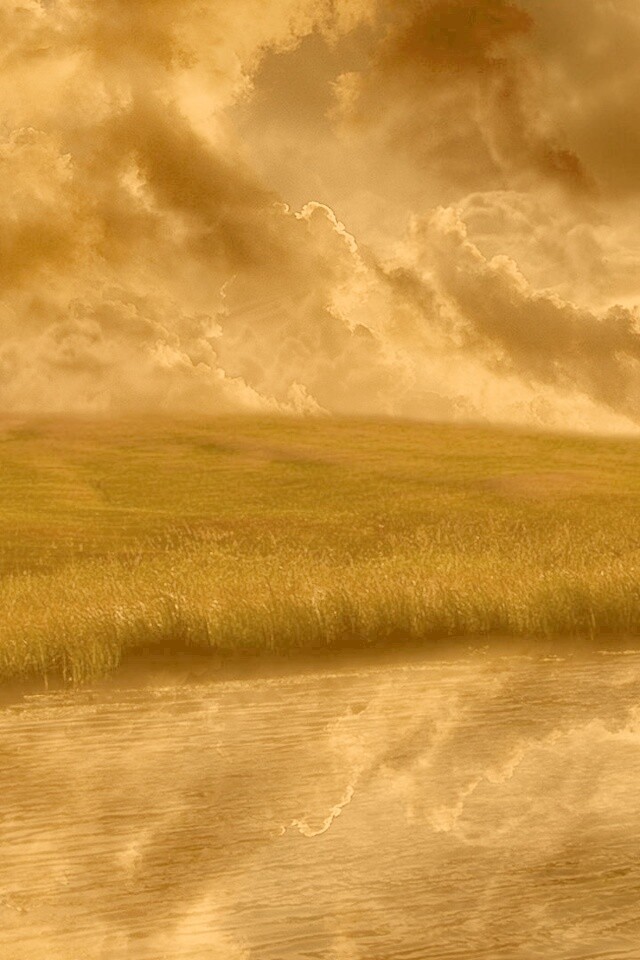 Тучи над лугом обои