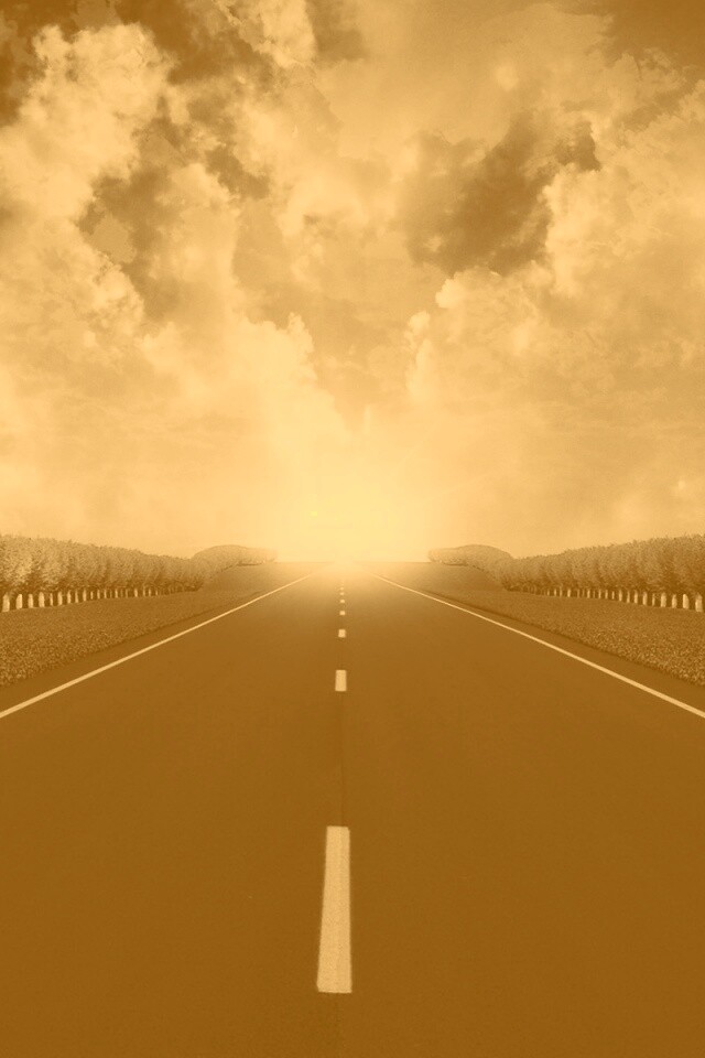 Дорога на закат обои