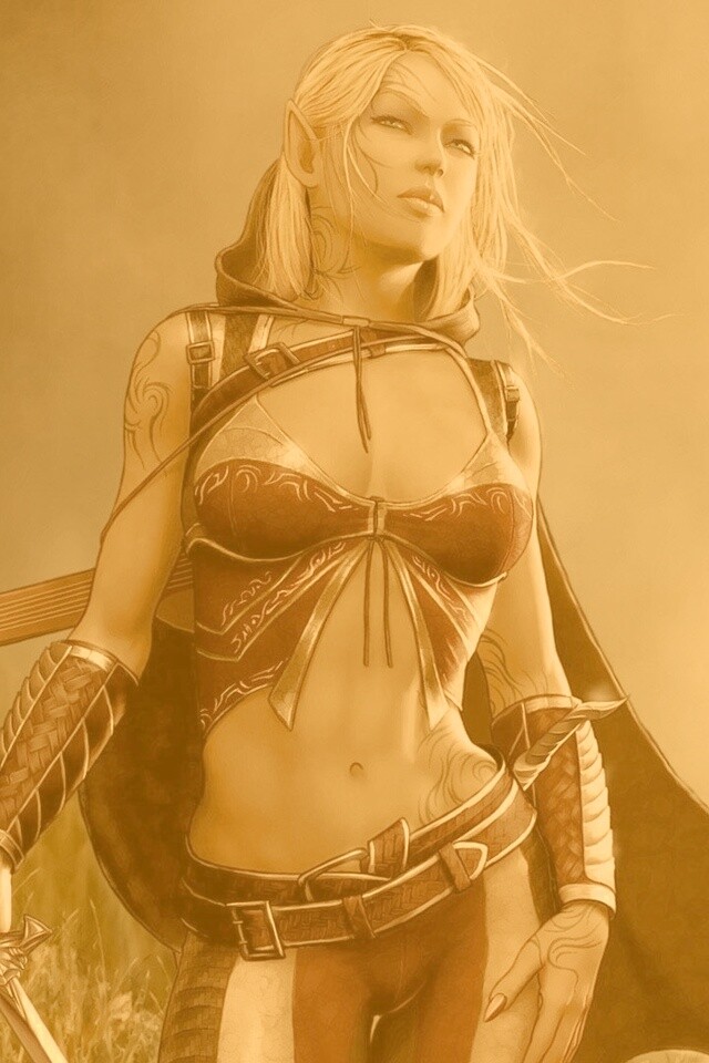 Эльфийка с мечем обои