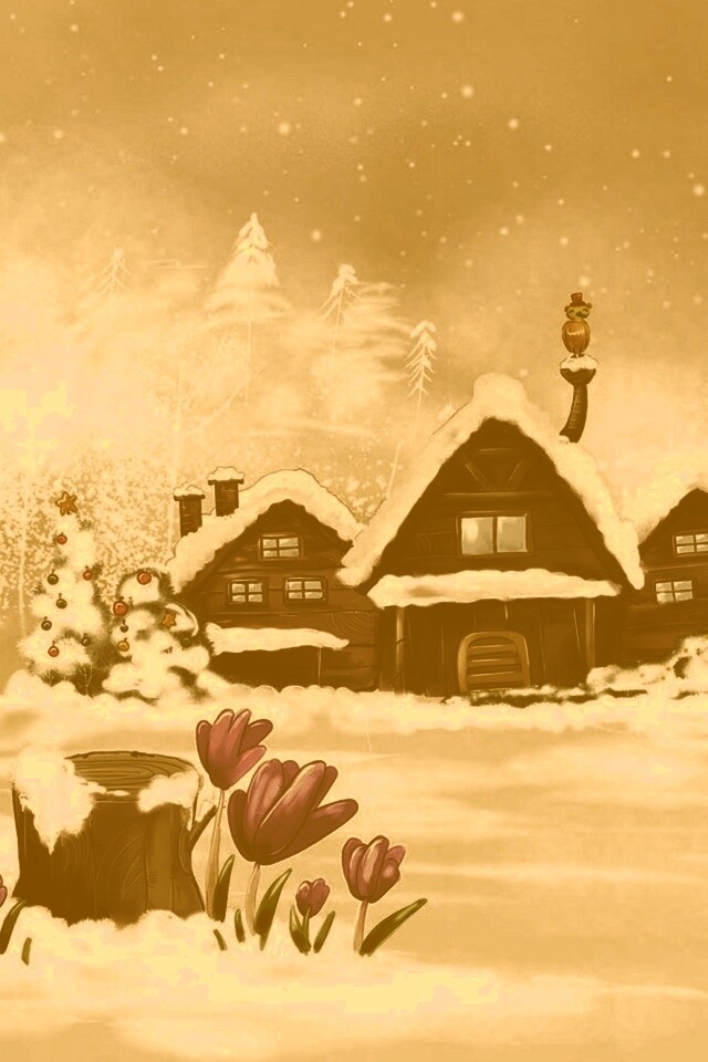 Деревня в новый год обои