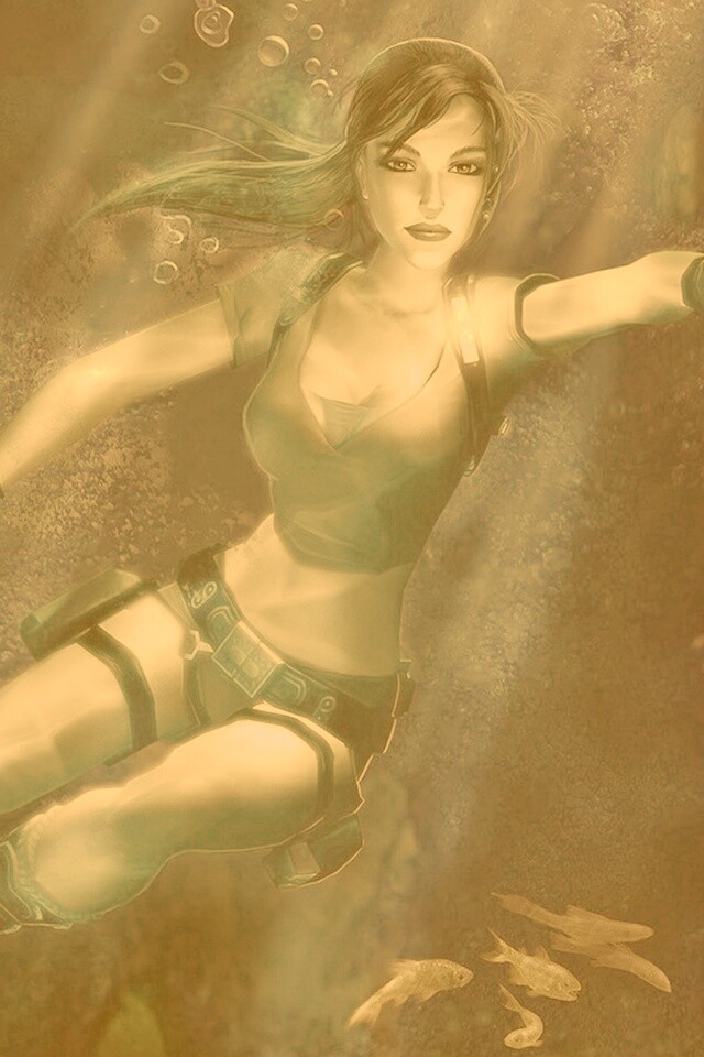 Лара под водой обои