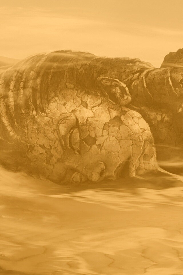 Развалины статуи в пустыне обои