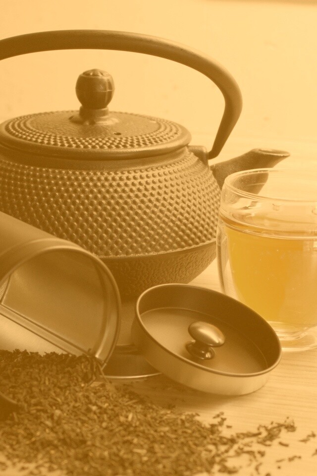 Черный чайный набор обои