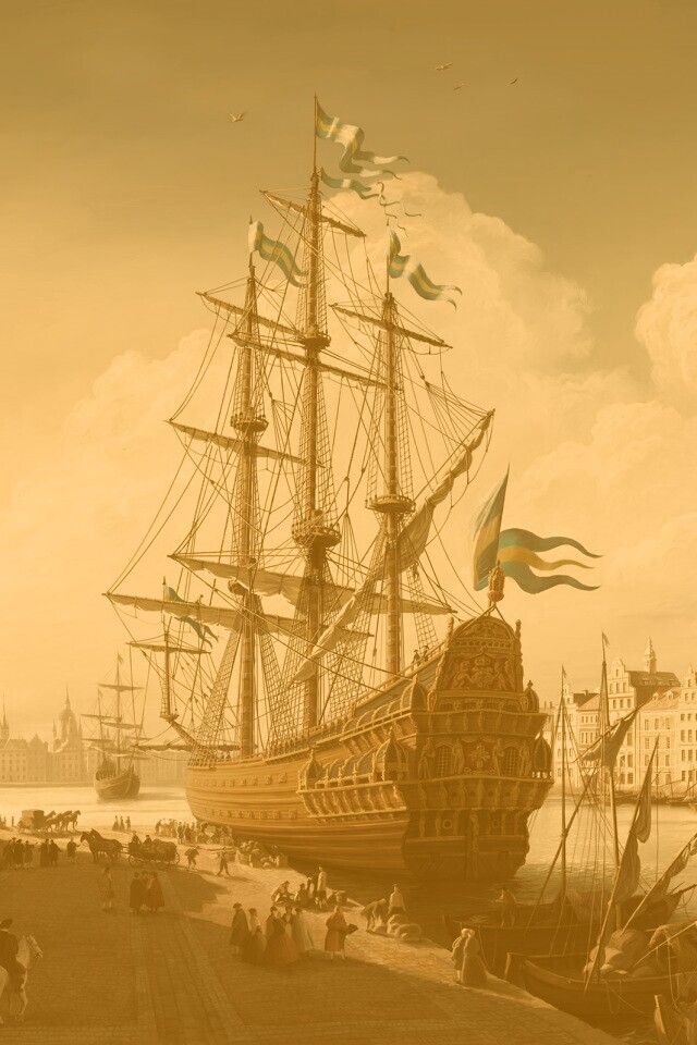 Парусник на набережной обои