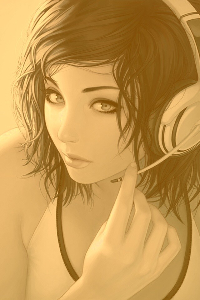 Сексуальная девушка в наушниках с микрофоном обои