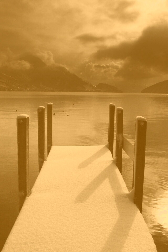 Заснеженный причал обои