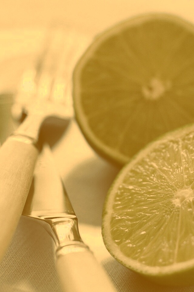 Нож, вилка и лайм обои