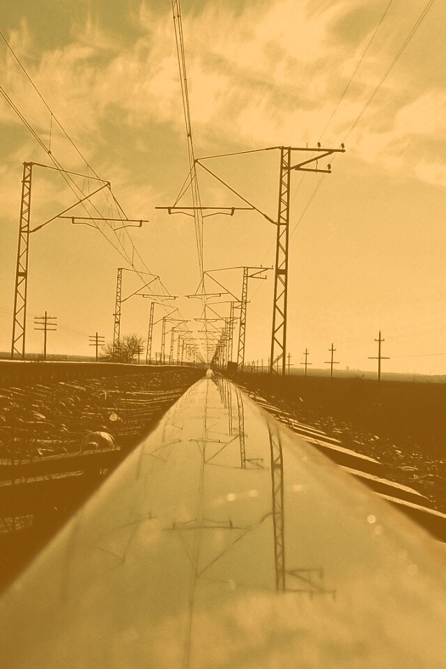 Отражение в рельсе обои