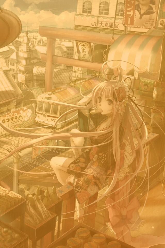 Девочка ест мороженное обои