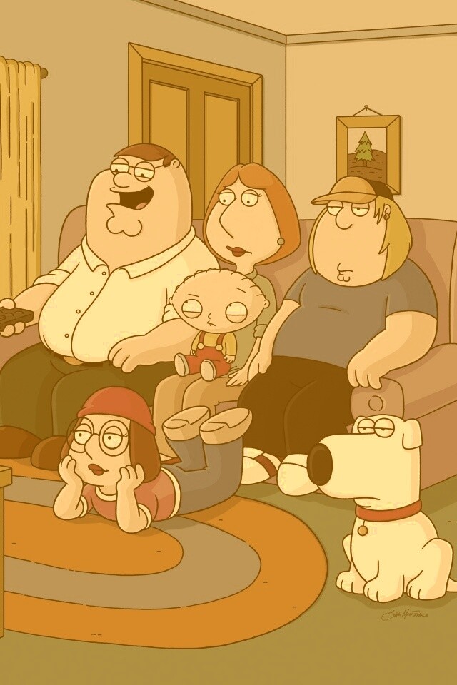 Гриффины всей семьей перед телевизором обои