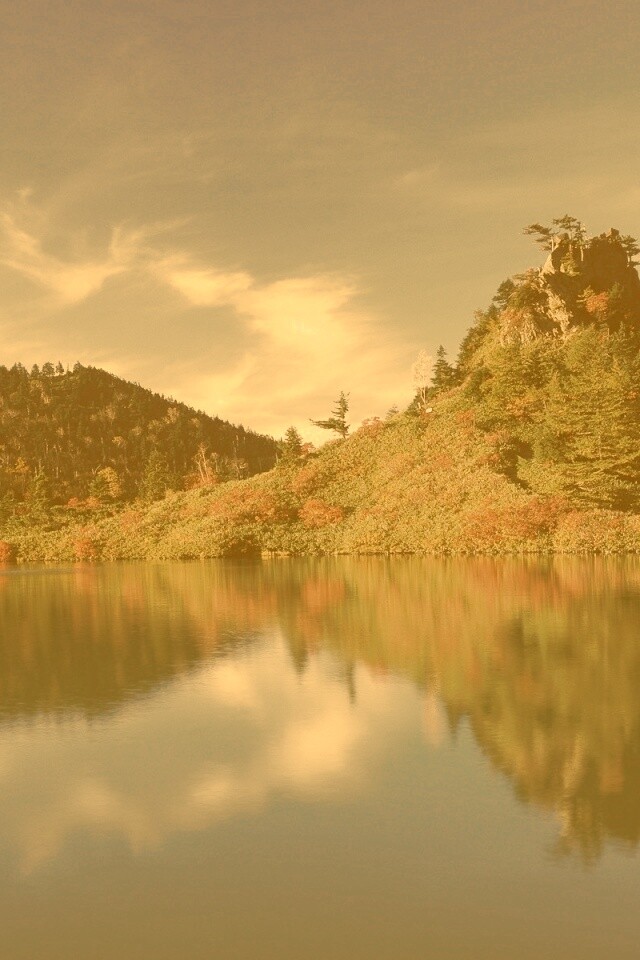 Берег озера в Японии обои