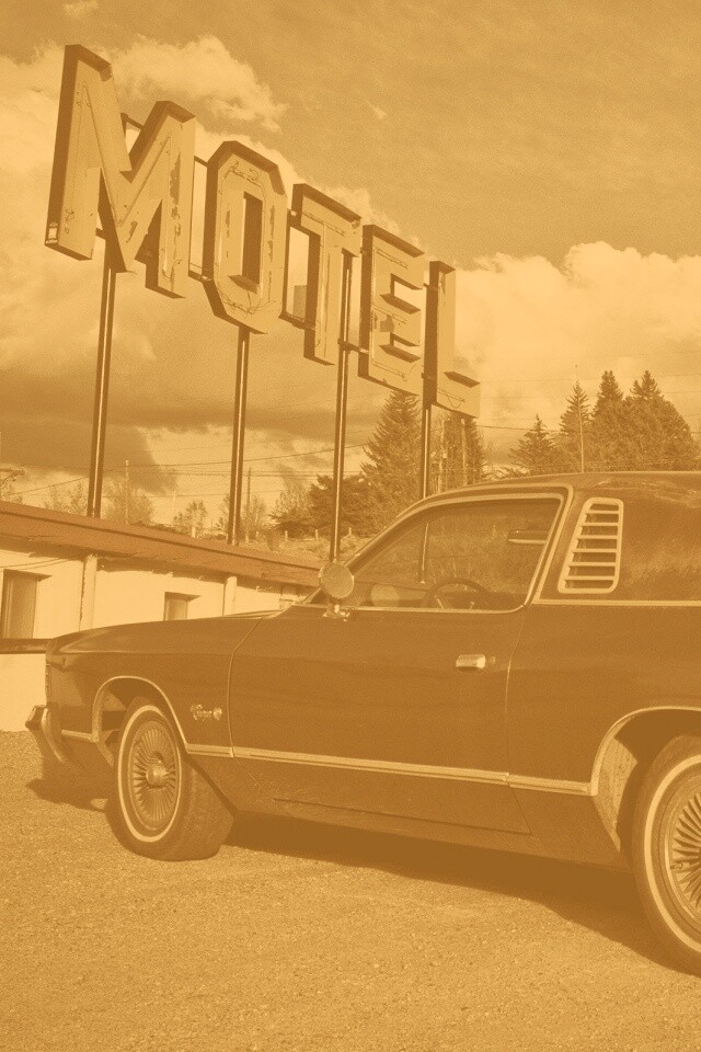 Олдскульный Dodge около мотеля обои