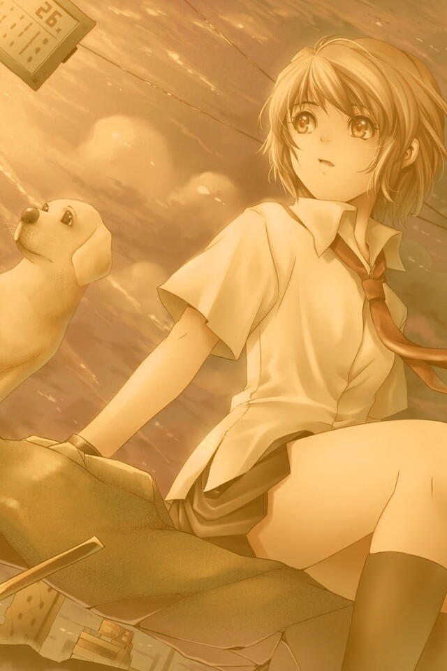 Девочка с собакой обои