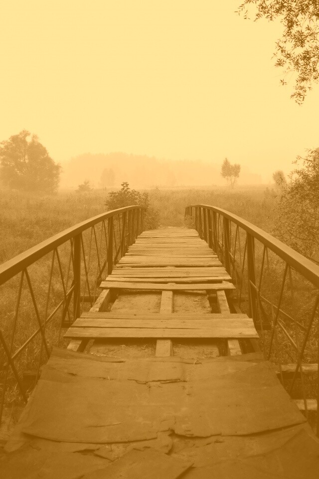 Старый мост на черно-белом фото обои