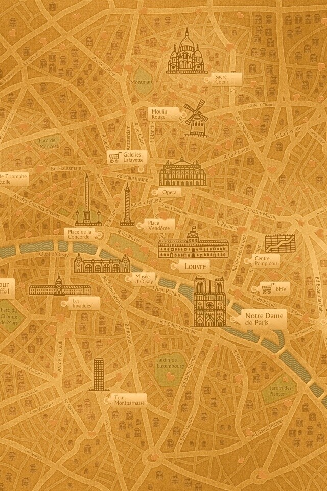 Карта Парижа обои