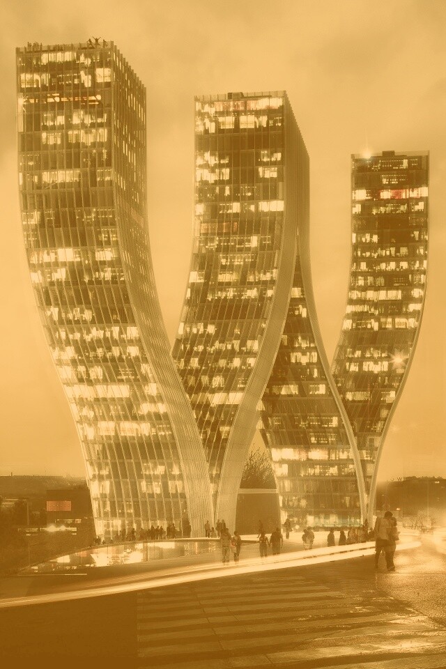 Здание в форме буквы W обои