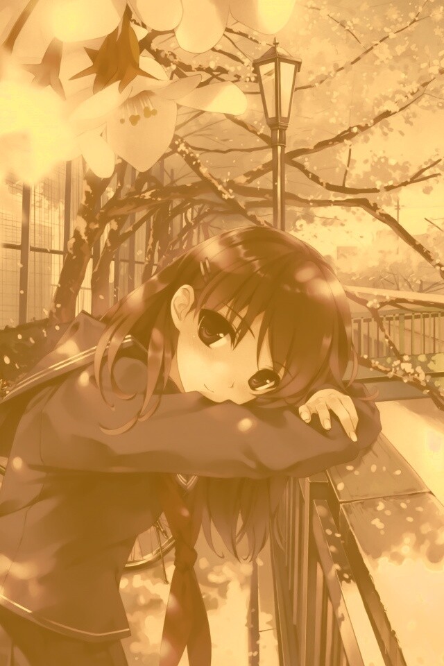 Девушка среди лепестков сакуры обои