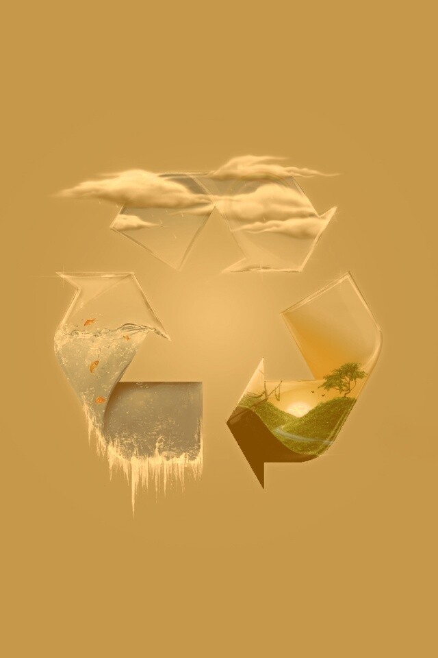 Круговорот воды в природе в значке переработки обои