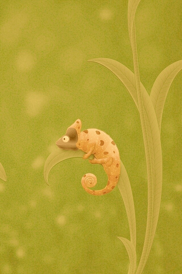 Хамелеон  замаскированный под божью коровку обои