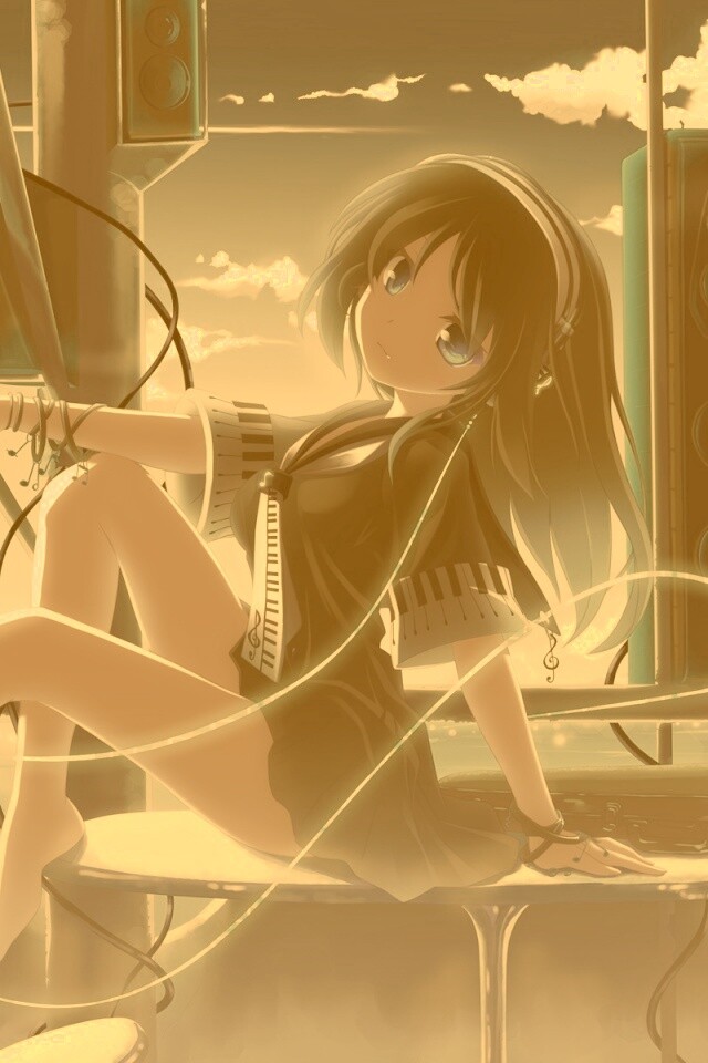 Девочка с плеером обои