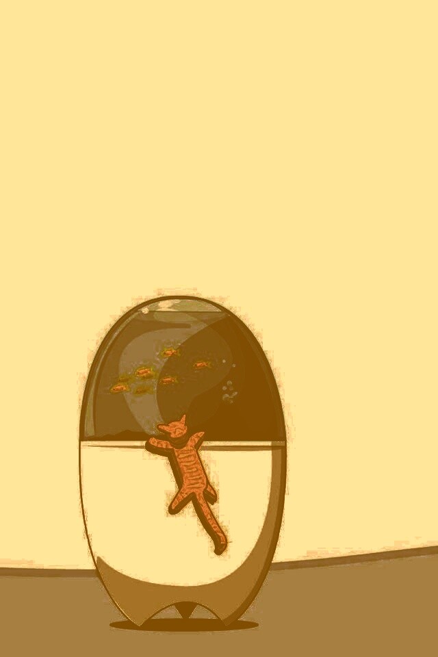 Кот прыгает на аквариум обои