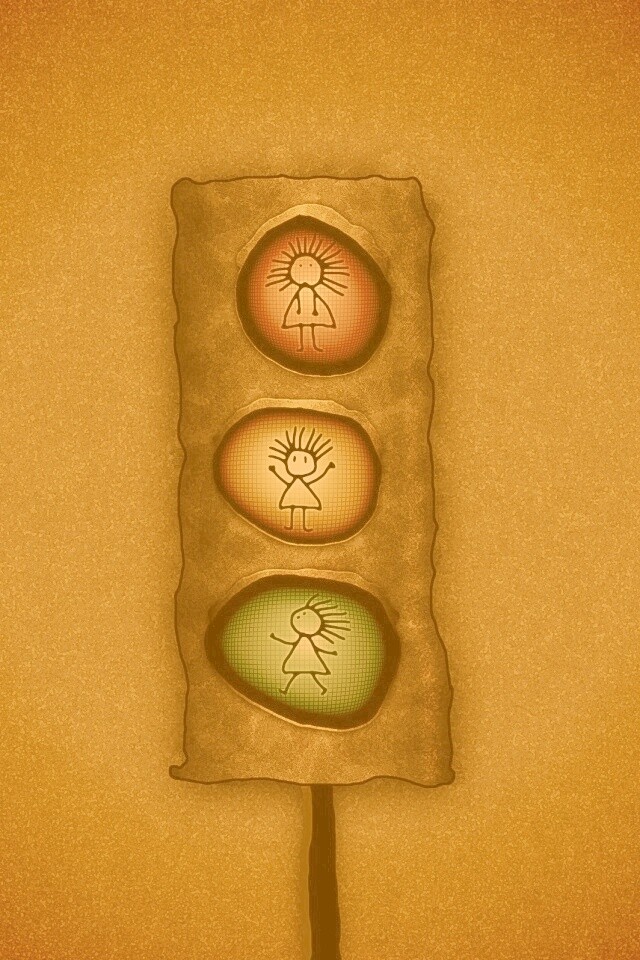 Нарисованный светофор обои