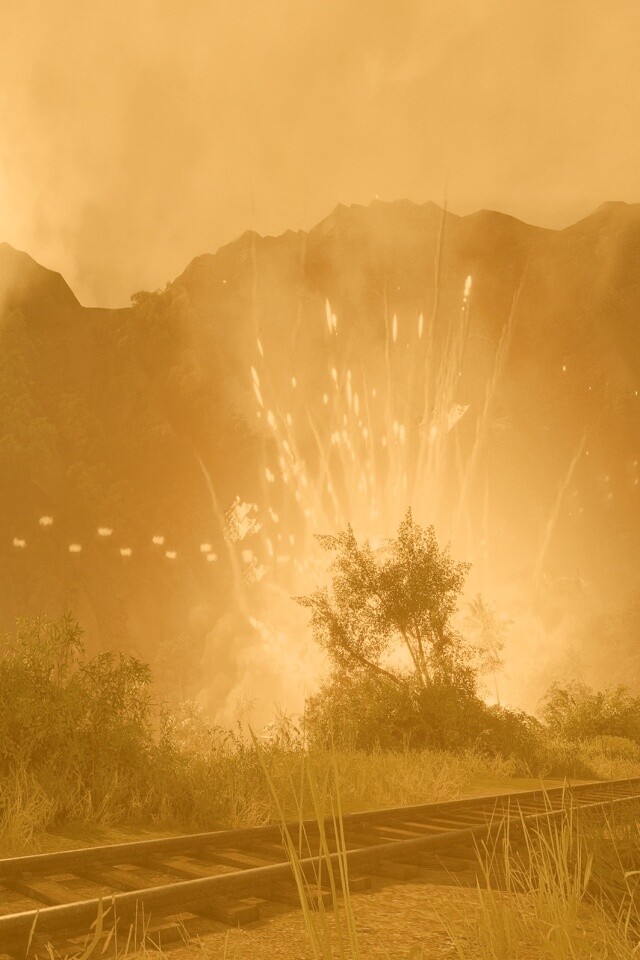 Взрыв в кустах обои