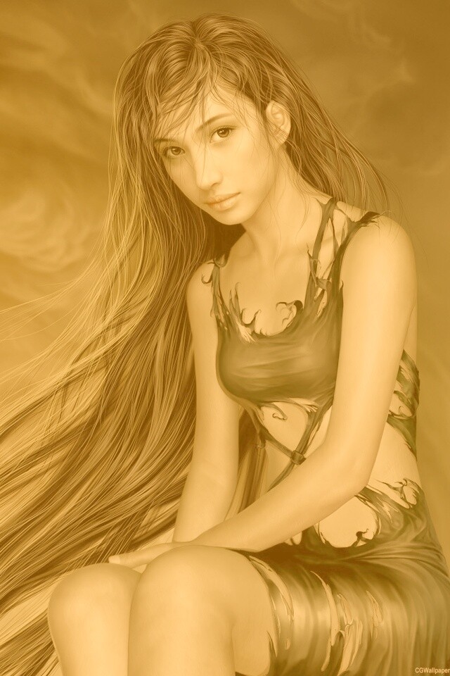 Девушка с длинными волосами обои