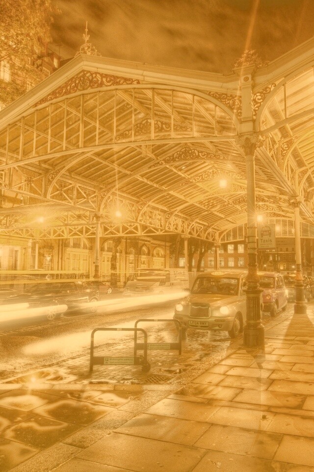 Город под фонарями обои