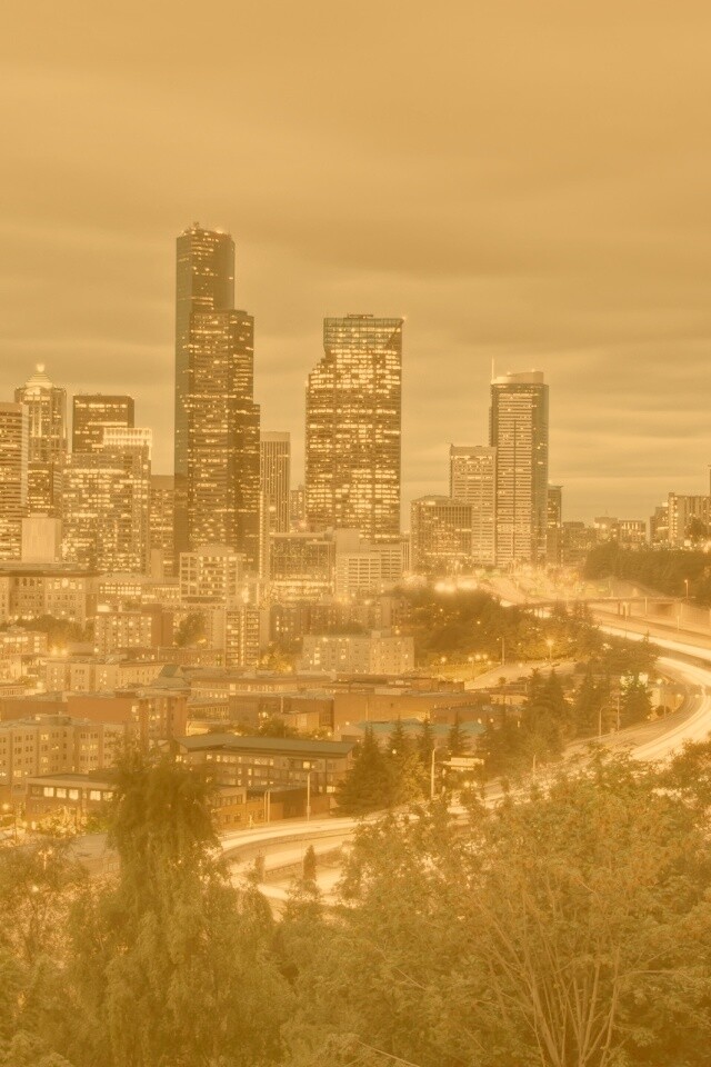 Город вдали обои