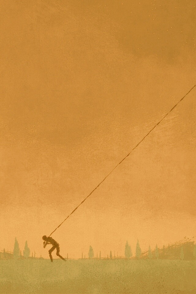 Человек тянущий звезду обои