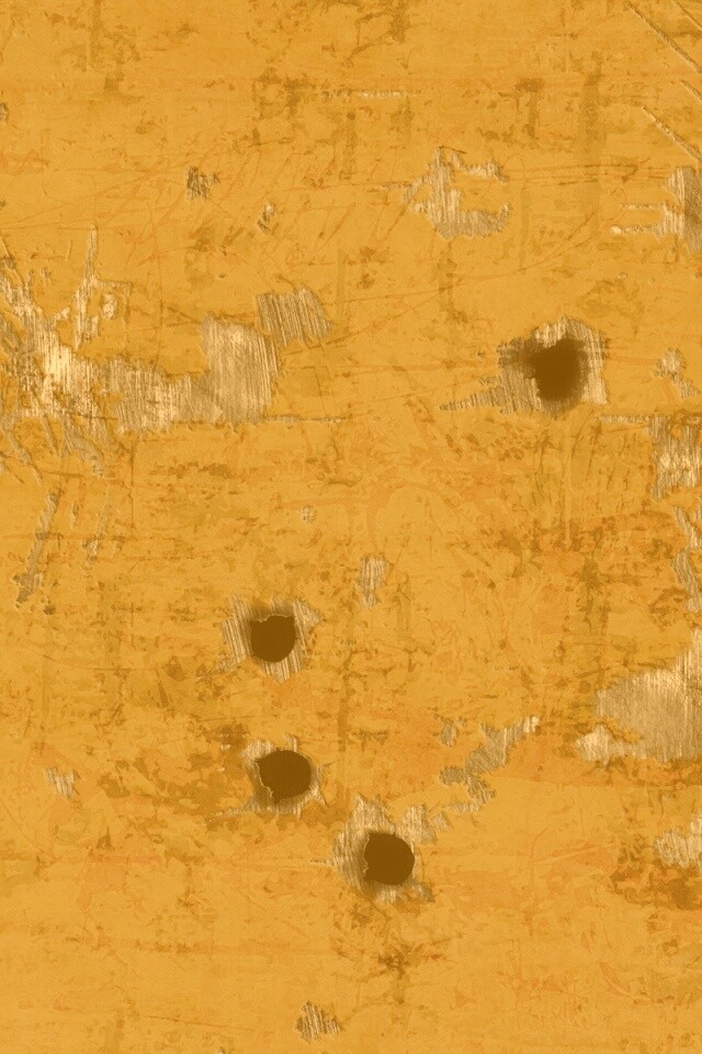 Пулевые отверстия в желтом листе обои