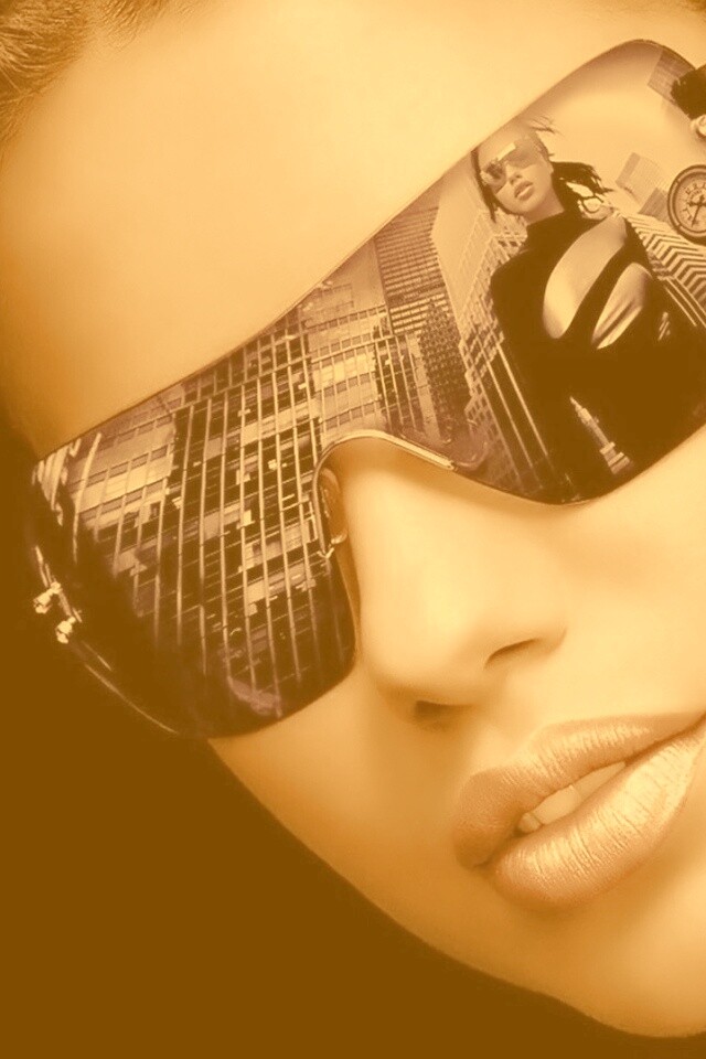 Девушка в стильных очках обои