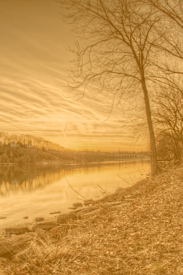 Осенний закат обои