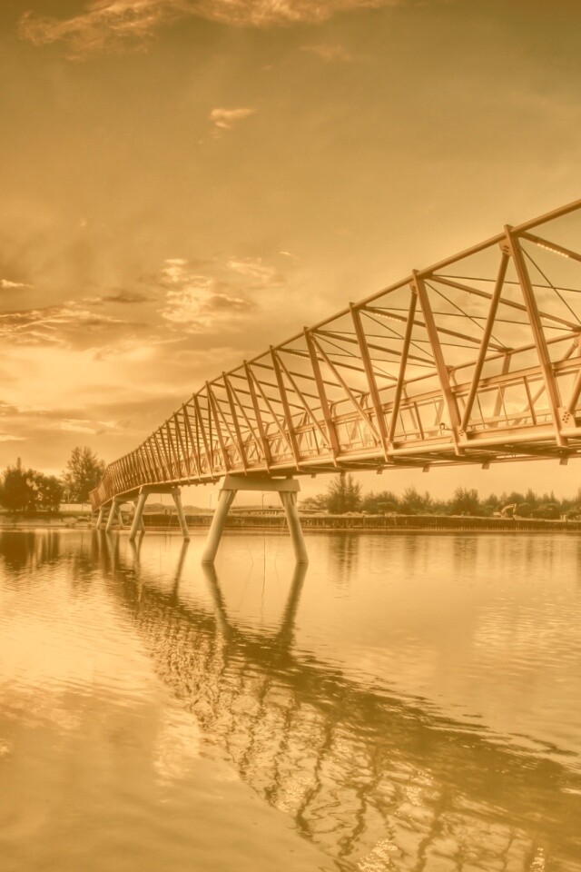 Мост через реку обои