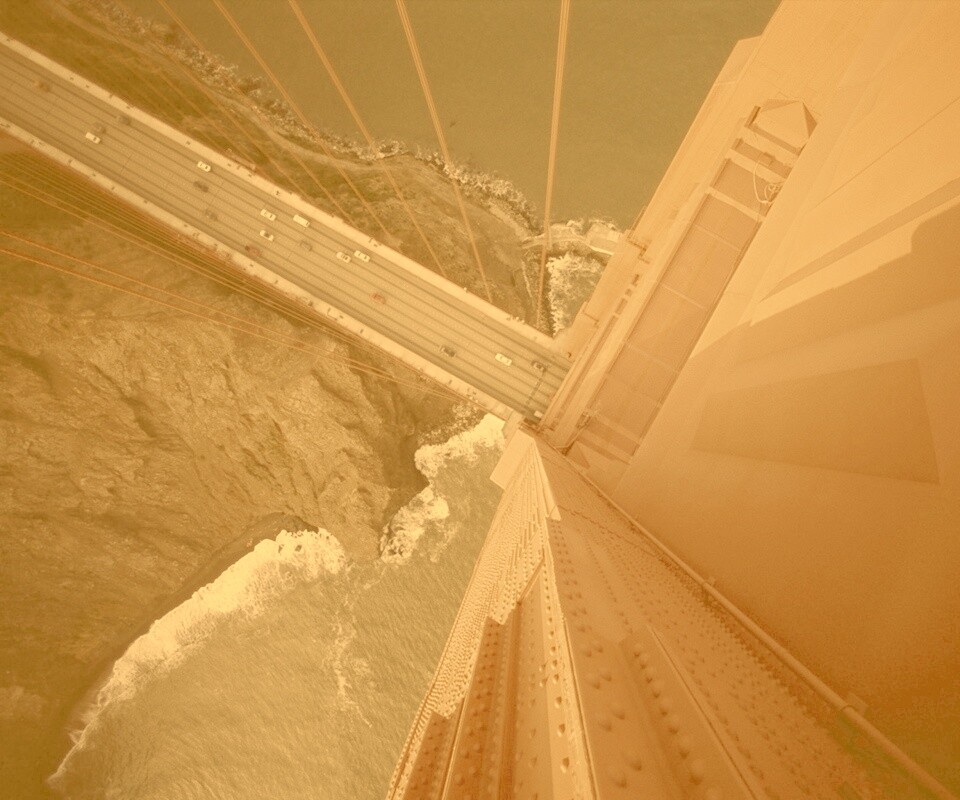 Вид в с пролета моста Золотые Ворота обои