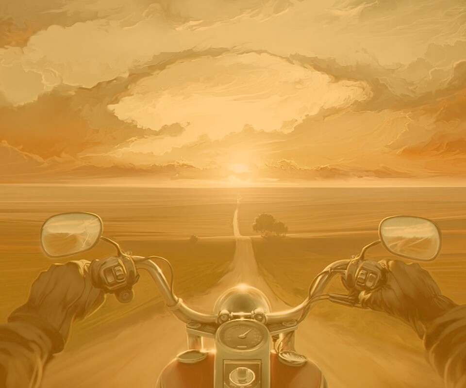 Дорога на закат обои