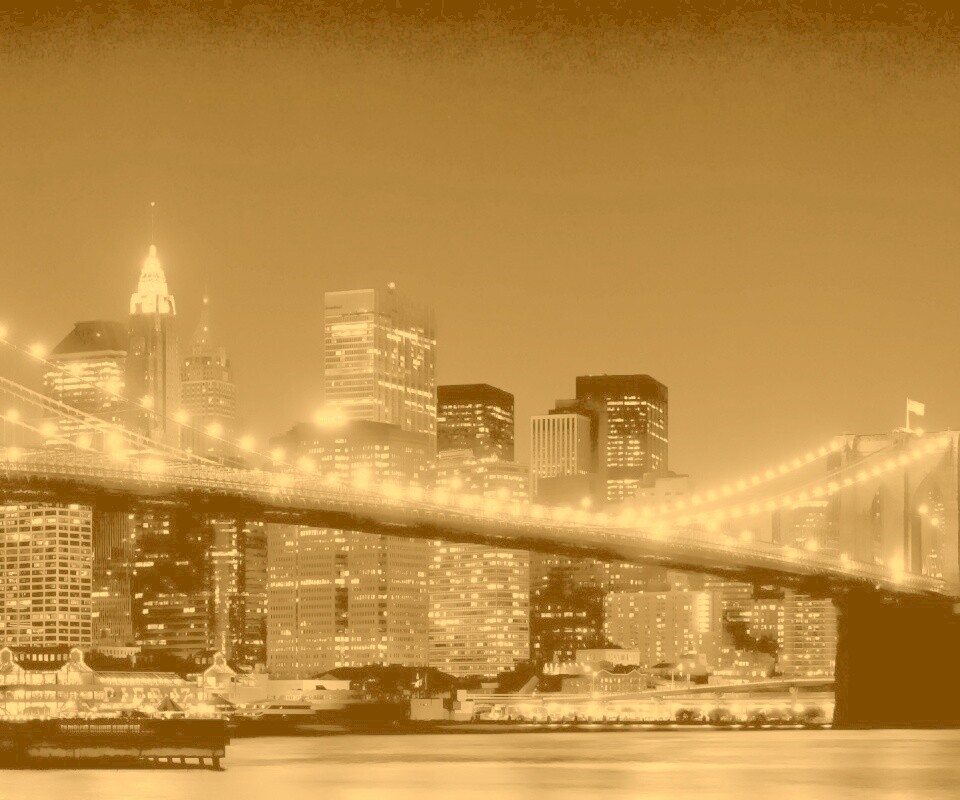 Вид на ночной Нью-Йорк обои