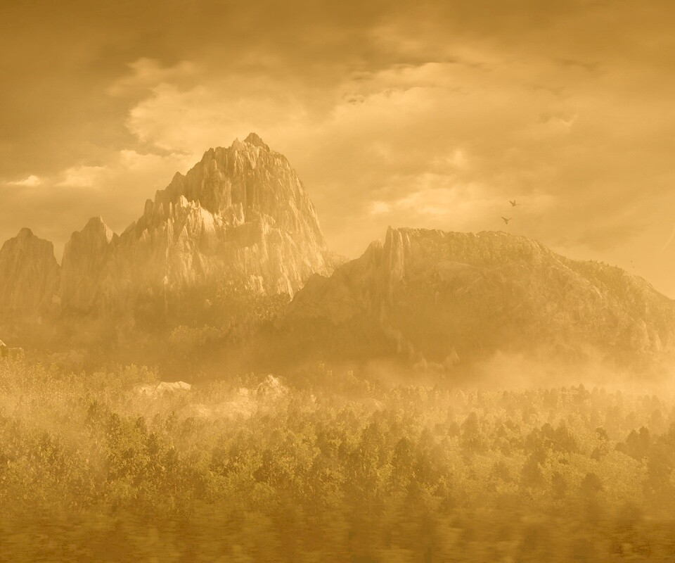 Горы посреди джунглей обои