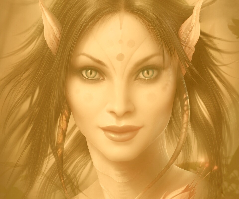 Эльфийка с кошачьими глазами обои