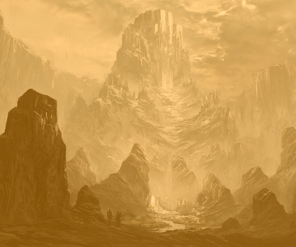 Город в горах обои