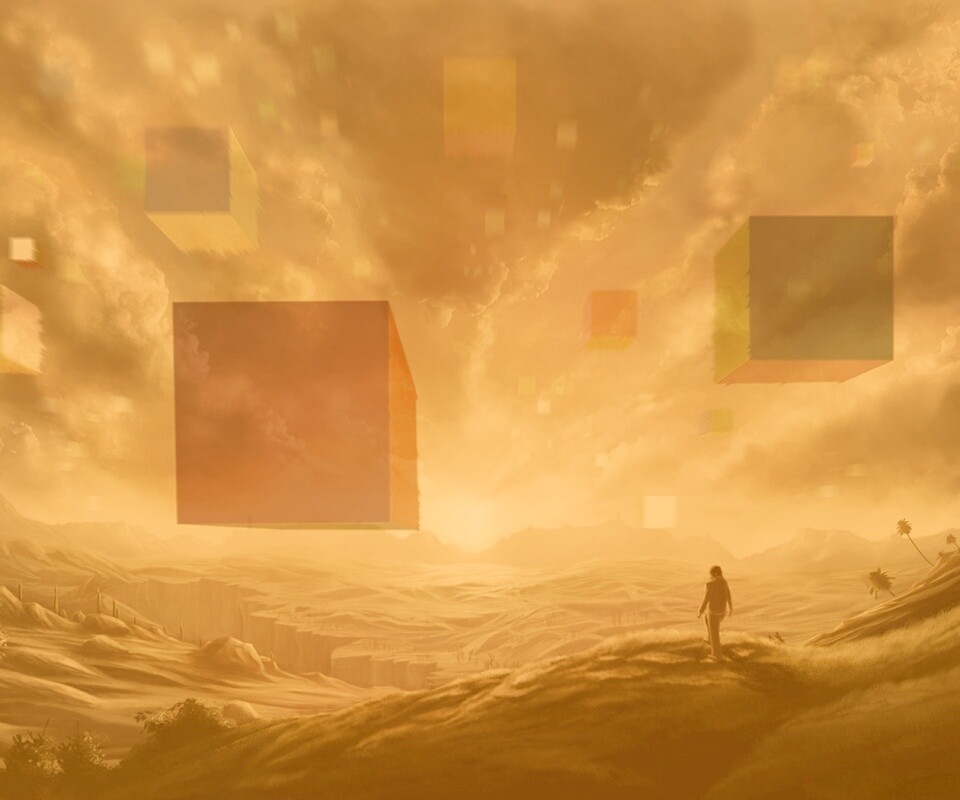 Кубы в небе обои