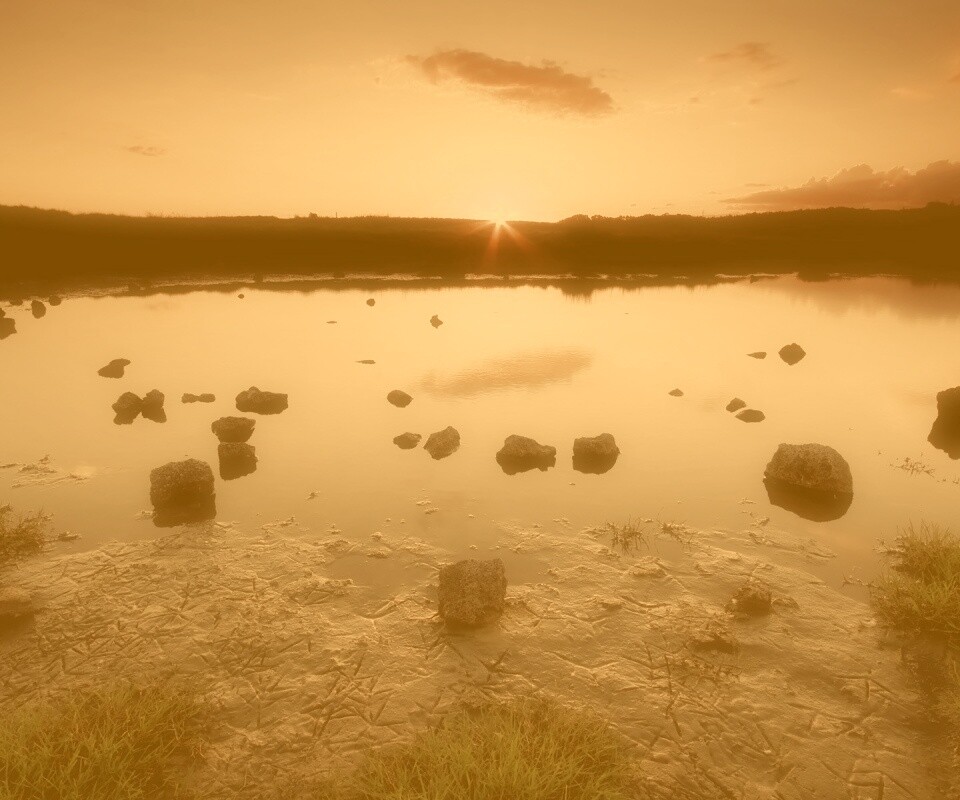 Обмелевшее озеро в Новой Зеландии обои