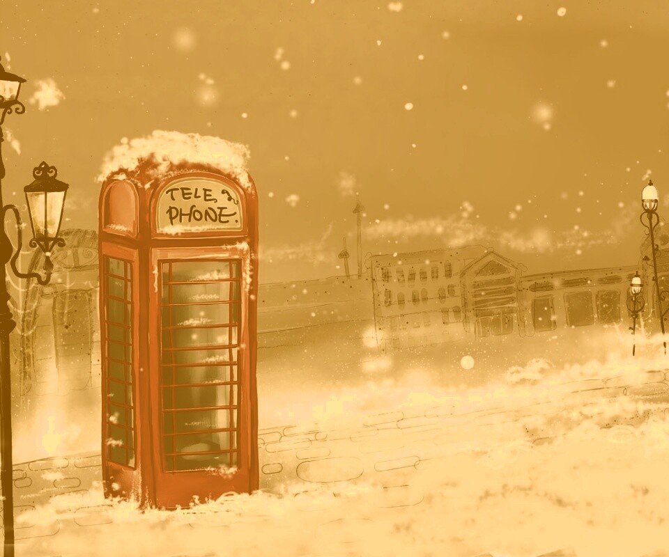 Лондонская телефонная будка обои