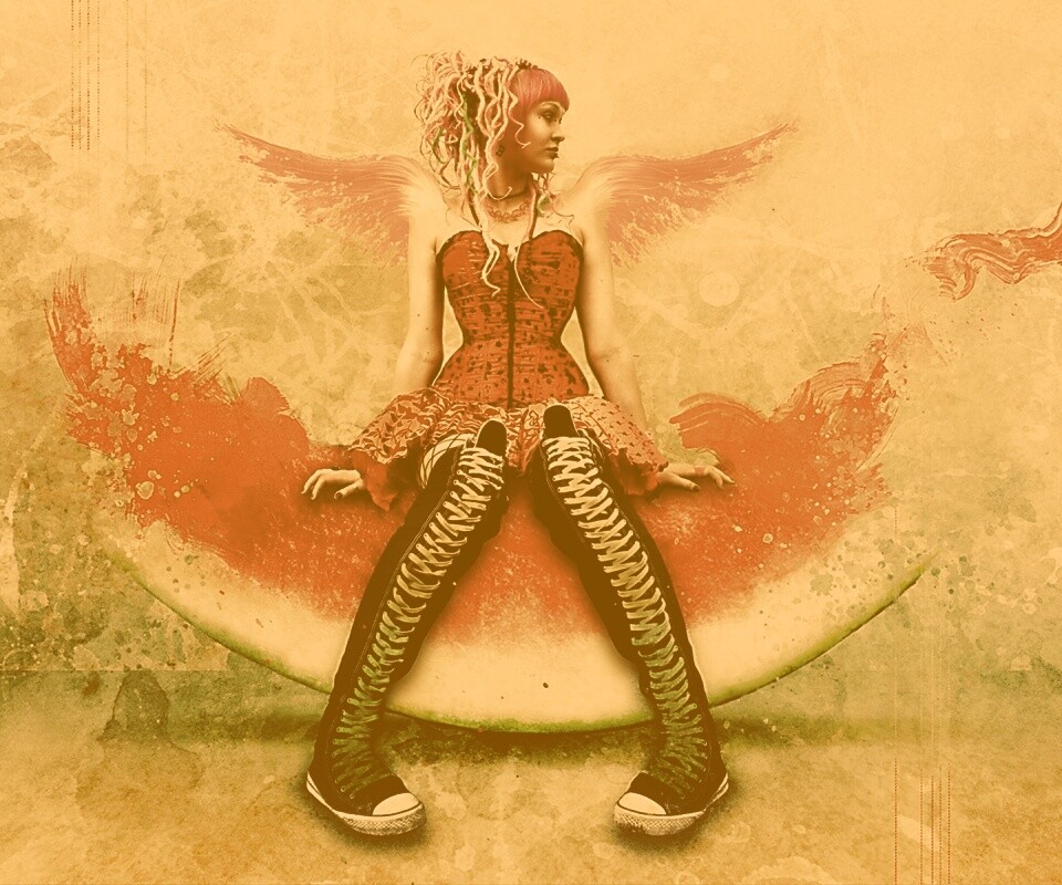 Арбузная девушка обои