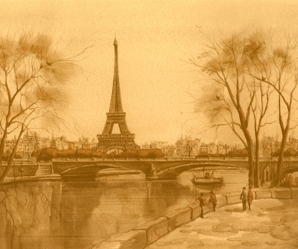 Рисунок Эйфелевой башни обои