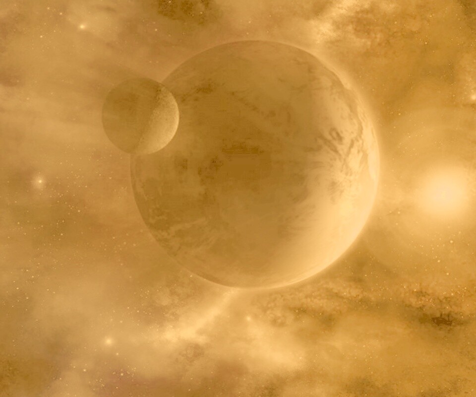 Планета с одним спутником обои