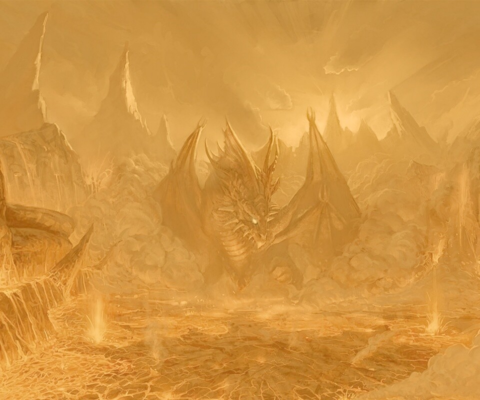 Дракон в лаве обои